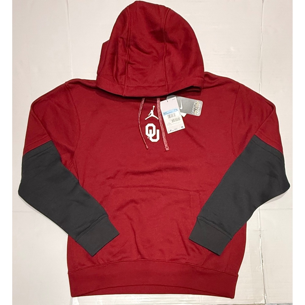 Jordan Oklahoma Sooners NCAA Team‎ Issue Club Hoodie Mens Medium Crimson Red OU